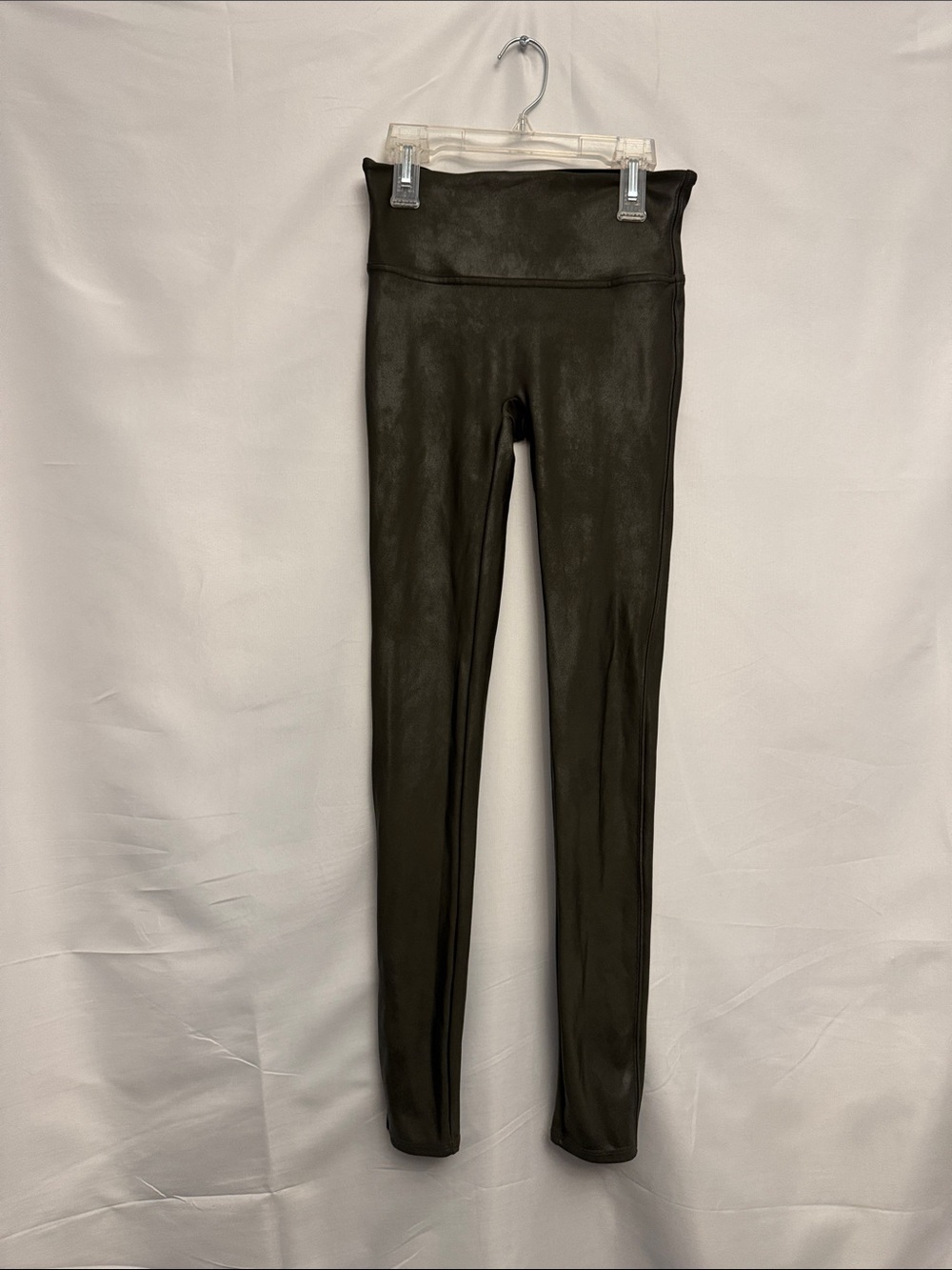 Spanx Olive Green Faux-Leather Leggings Women’s Size Small